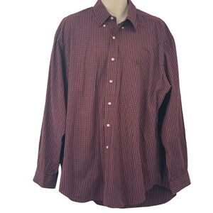 Ralph Lauren Golf Tilden Mens Long Sleeve Button‎ Down Burgundy Check Gingham XL